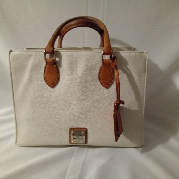 Dooney & Bourke White and Tan Satchel - Picture 1 of 8